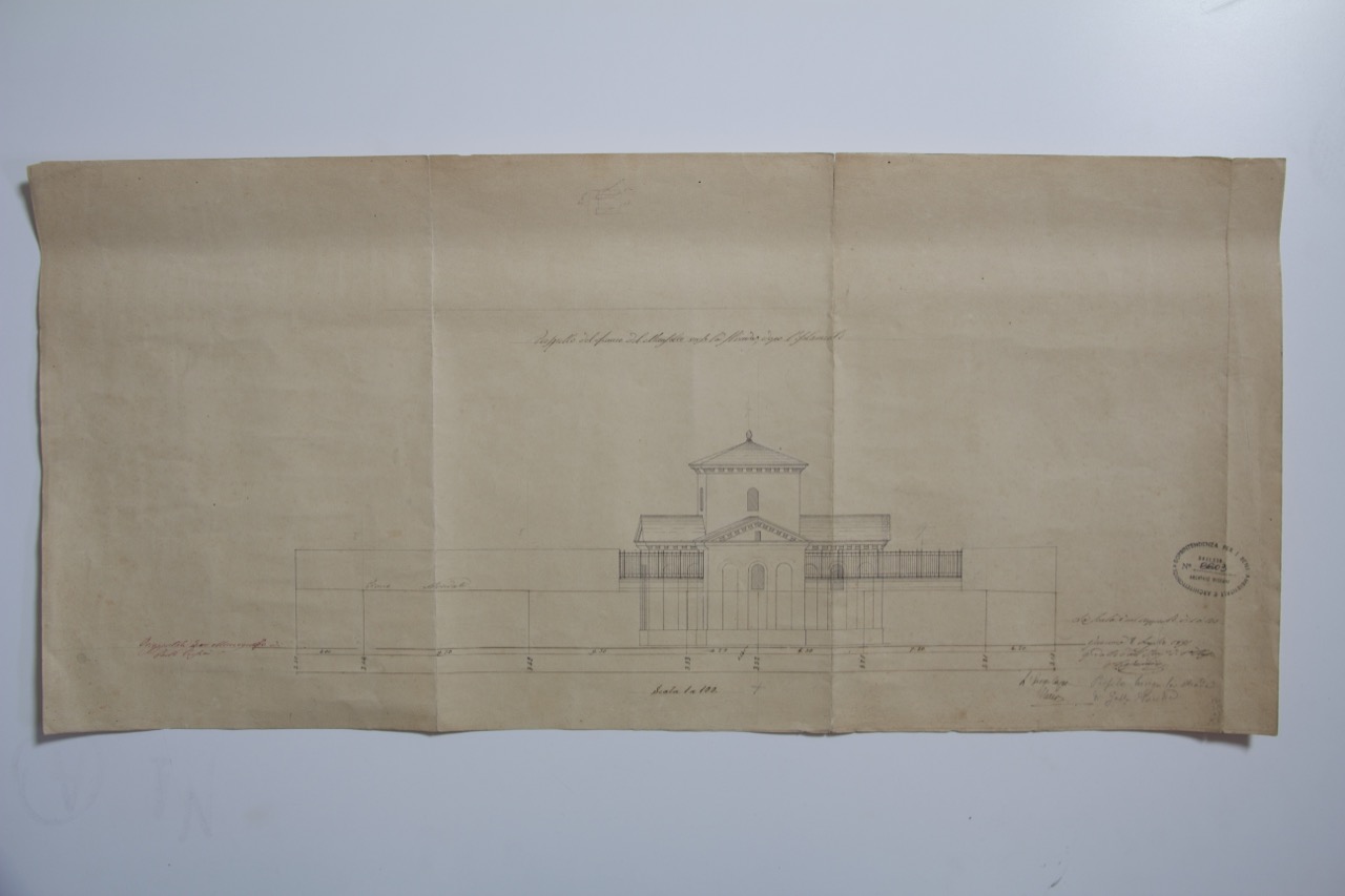 disegno architettonico, Prospetto del lato est del Mausoleo di Galla Placidia di Ravenna di Ranuzzi, Alessandro (XIX)