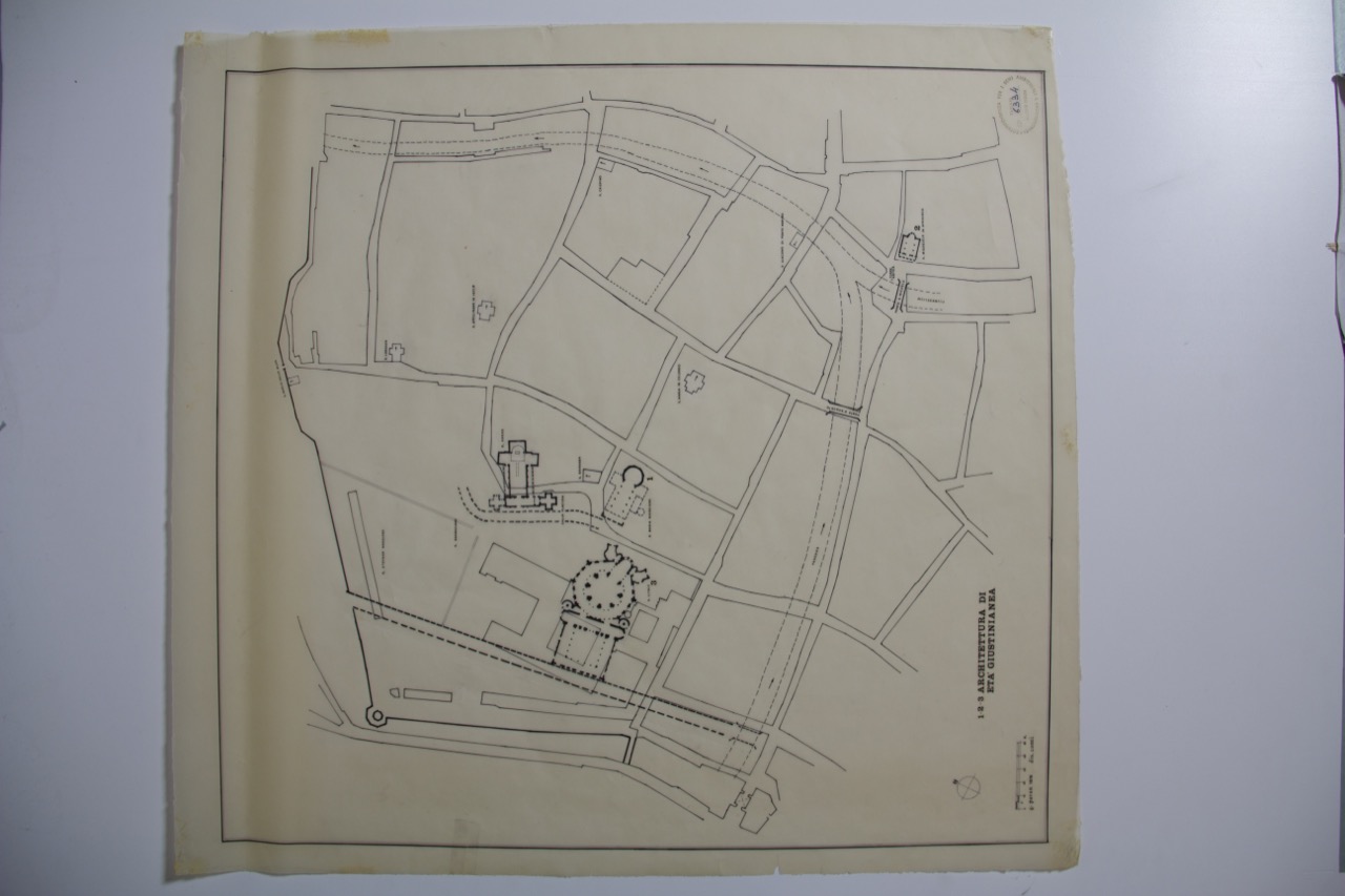 disegno architettonico, Mappa topografica della zona circostante San Vitale di Ravenna di Conti, Fulvio (XX)