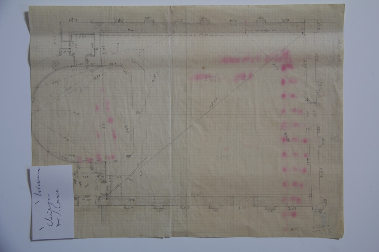 disegno architettonico, Pianta quotata della chiesa di Santa Croce di Ravenna di Azzaroni, Alessandro (XX)