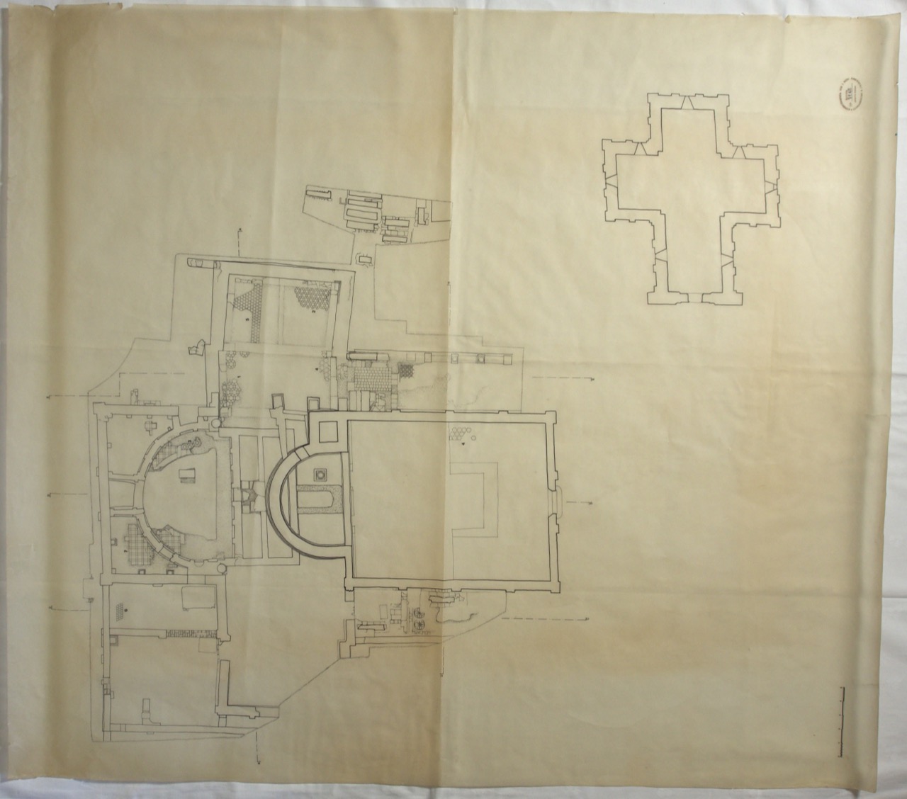 disegno architettonico, Planimetria degli scavi generale della chiesa di Santa Croce di Ravenna di Anonimo italiano (XX)
