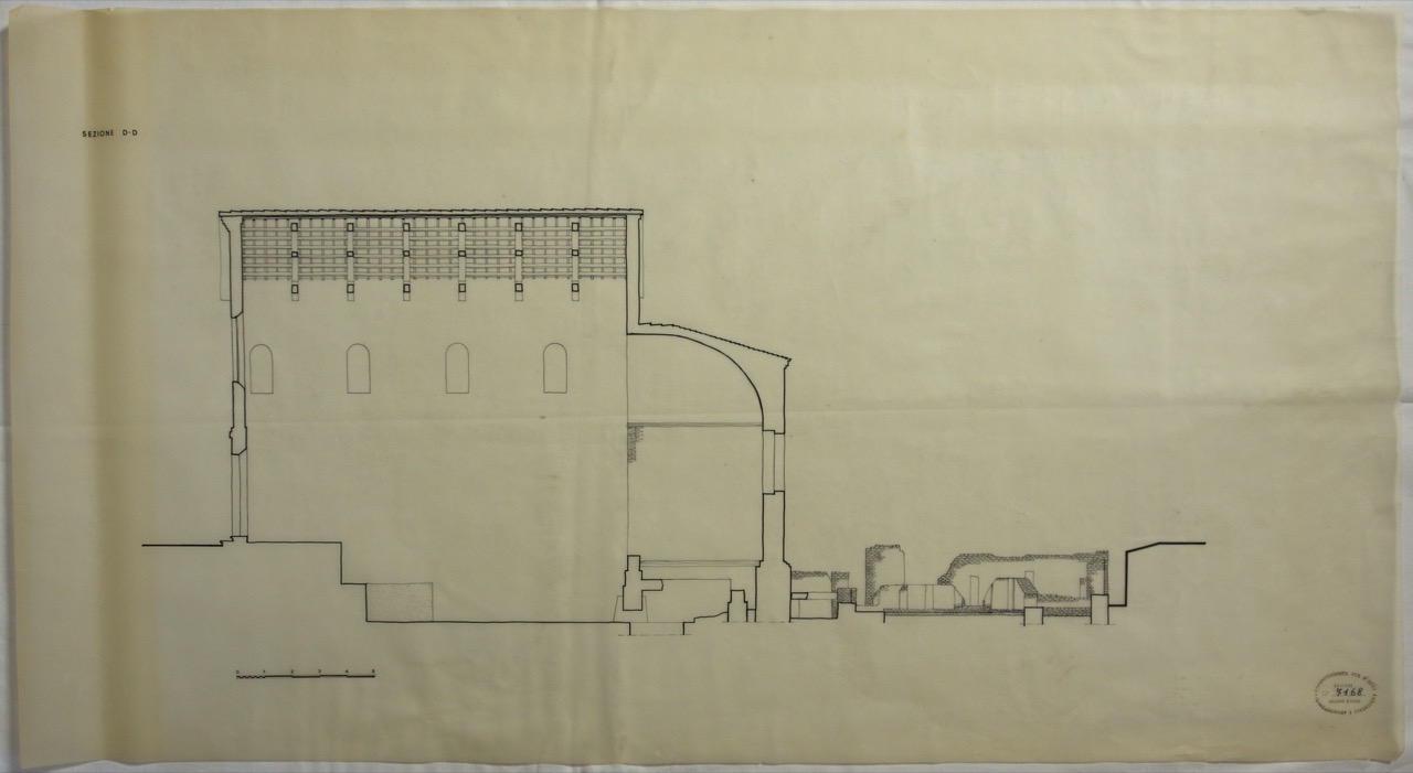disegno architettonico, Sezione D-D della chiesa di Santa Croce di Ravenna di Anonimo italiano (XX)