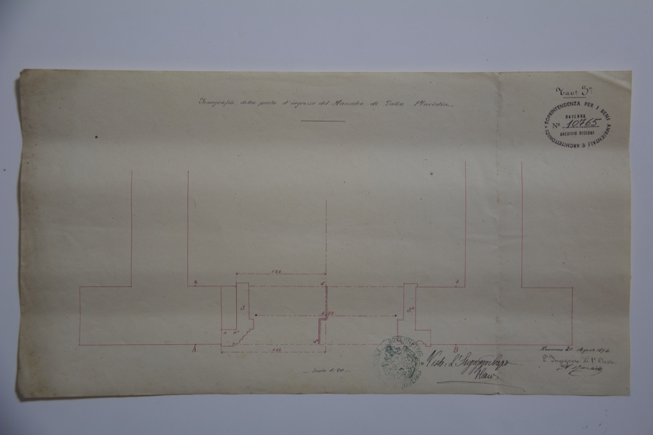 disegno architettonico, Icnografia della porta di ingresso del Mausoleo di Galla Placidia di Ravenna di Ranuzzi, Alessandro (XIX)