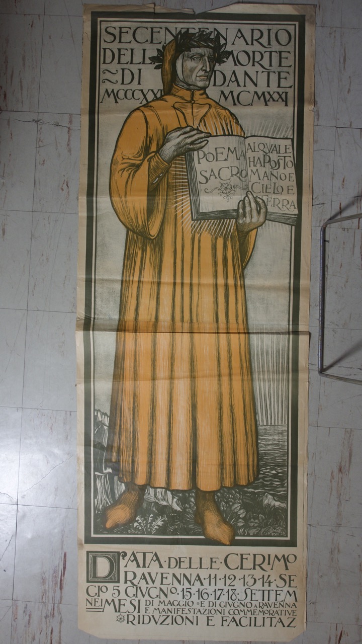stampa, Manifesto pubblicitario delle celebrazioni del secentenario della morte di Dante di Chini, Galileo (XX)