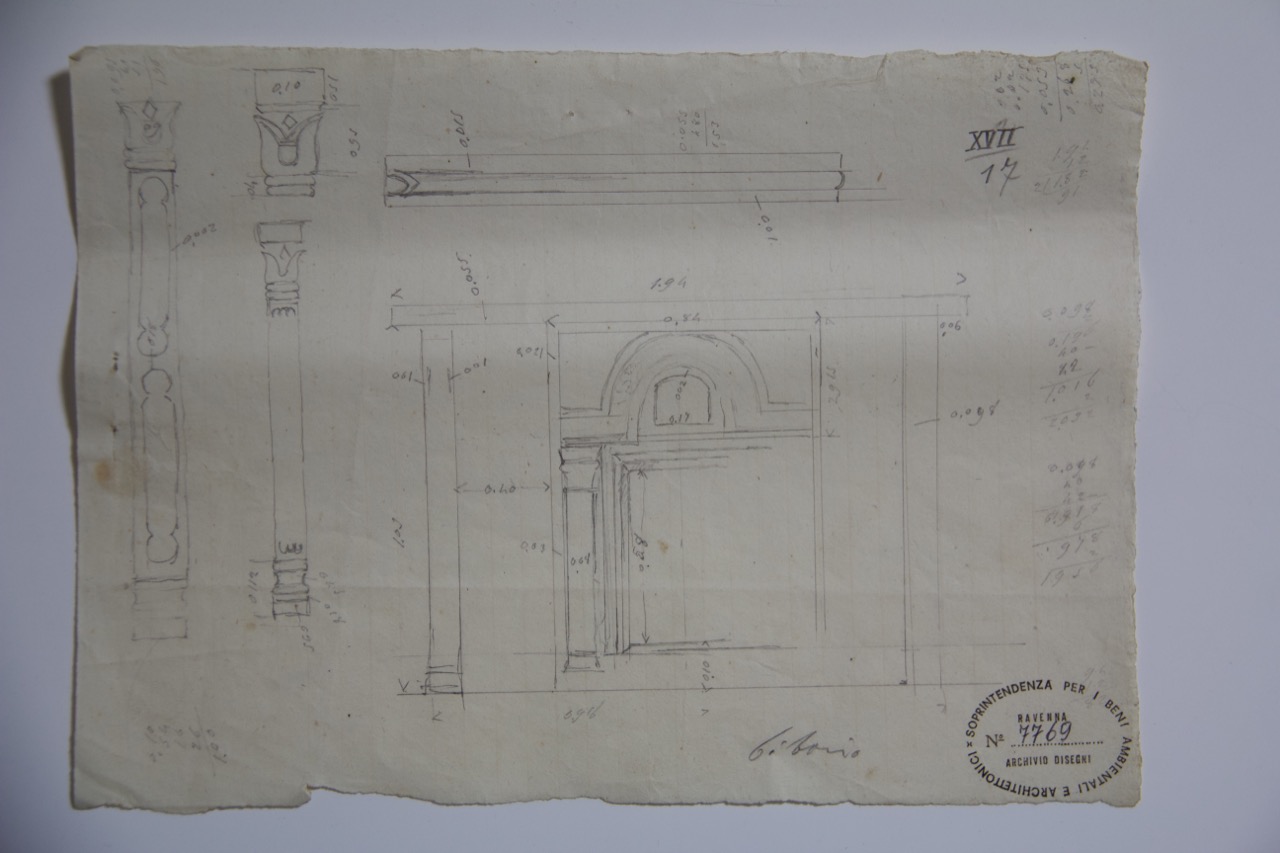 disegno architettonico, Progetto e rilievo di ciborio della basilica di San Giovanni Evangelista di Ravenna di Anonimo italiano (XX)