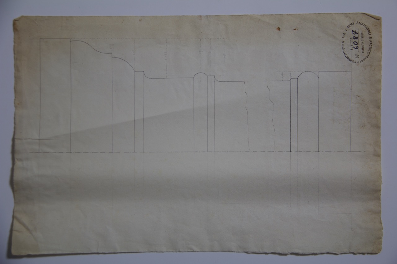 disegno architettonico, Profilo di cornice del Ponte di Tiberio di Rimini di Anonimo italiano (XIX-XX)