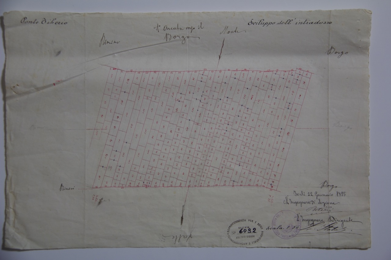 disegno architettonico, Sviluppo dell'intradosso dell'arco del Ponte di Tiberio di Rimini di Anonimo italiano (XIX)