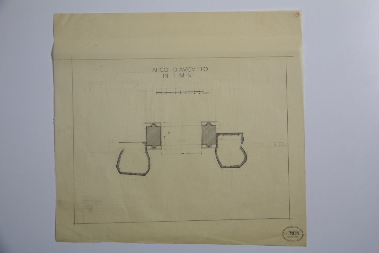 disegno architettonico, Torrioni dell'Arco di Augusto di Rimini di Anonimo italiano (XIX-XX)