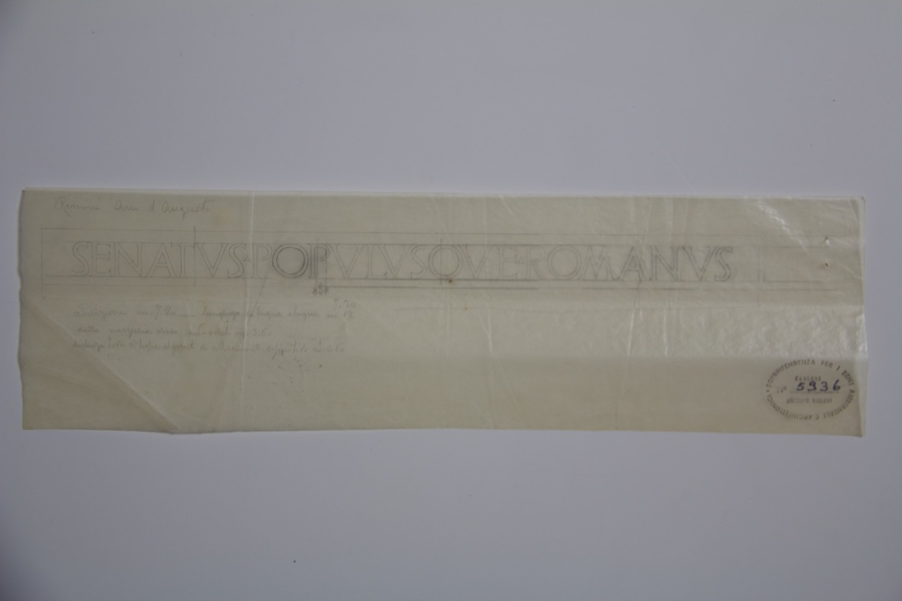 disegno architettonico, Iscrizioni di nomi sull'Arco di Augusto di Rimini di Anonimo italiano (XIX-XX)