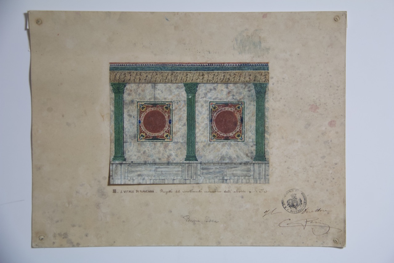 disegno architettonico, Progetto del rivestimento marmoreo dell’abside della basilica di San Vitale di Ravenna di Anonimo italiano (XIX)