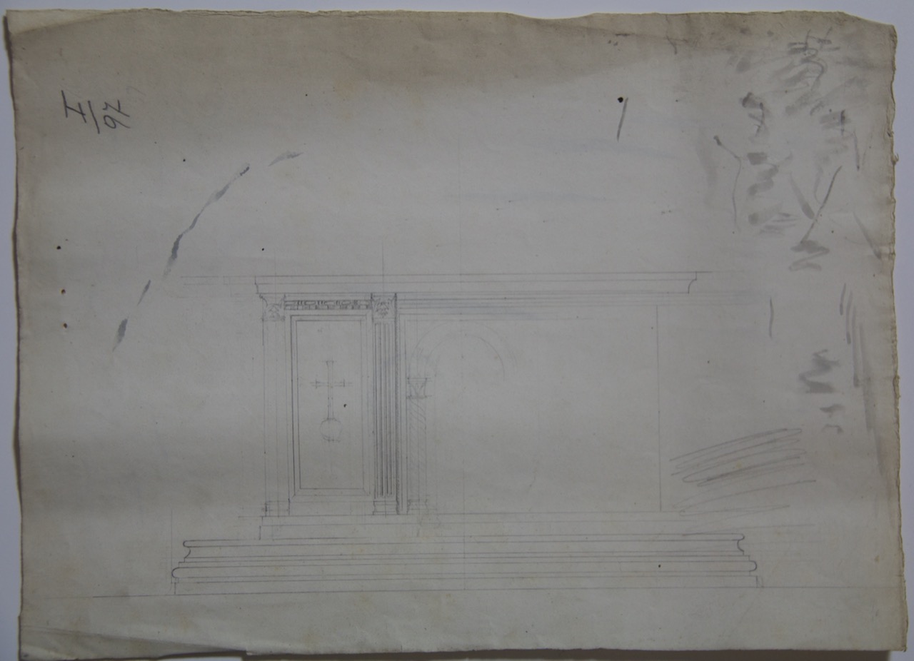 disegno architettonico, Dettaglio della nuova mensa da porsi sotto il ciborio della basilica di San Vitale di Ravenna di Anonimo italiano (XIX-XX)