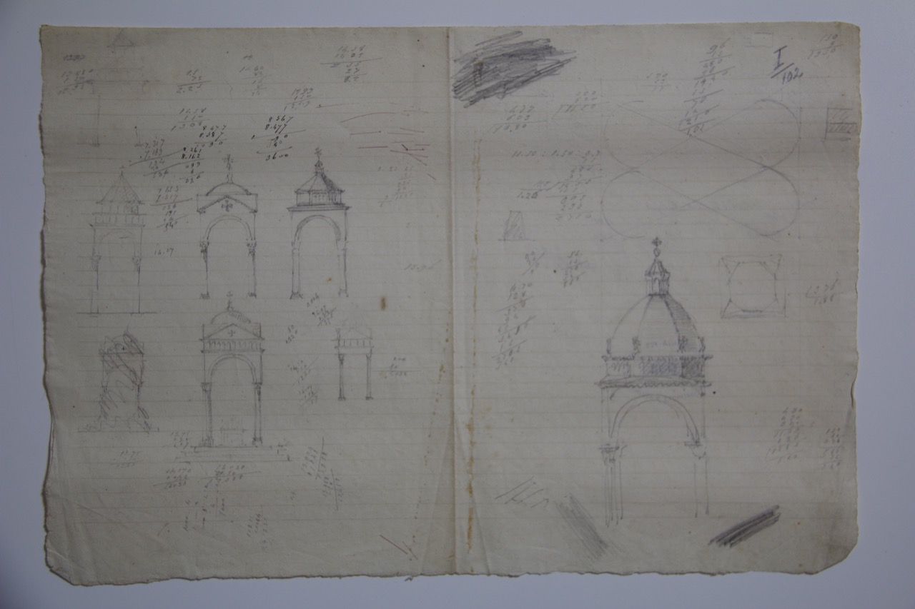 disegno architettonico, Progetto per un ciborio della basilica di San Vitale di Ravenna di Anonimo italiano (XIX-XX)