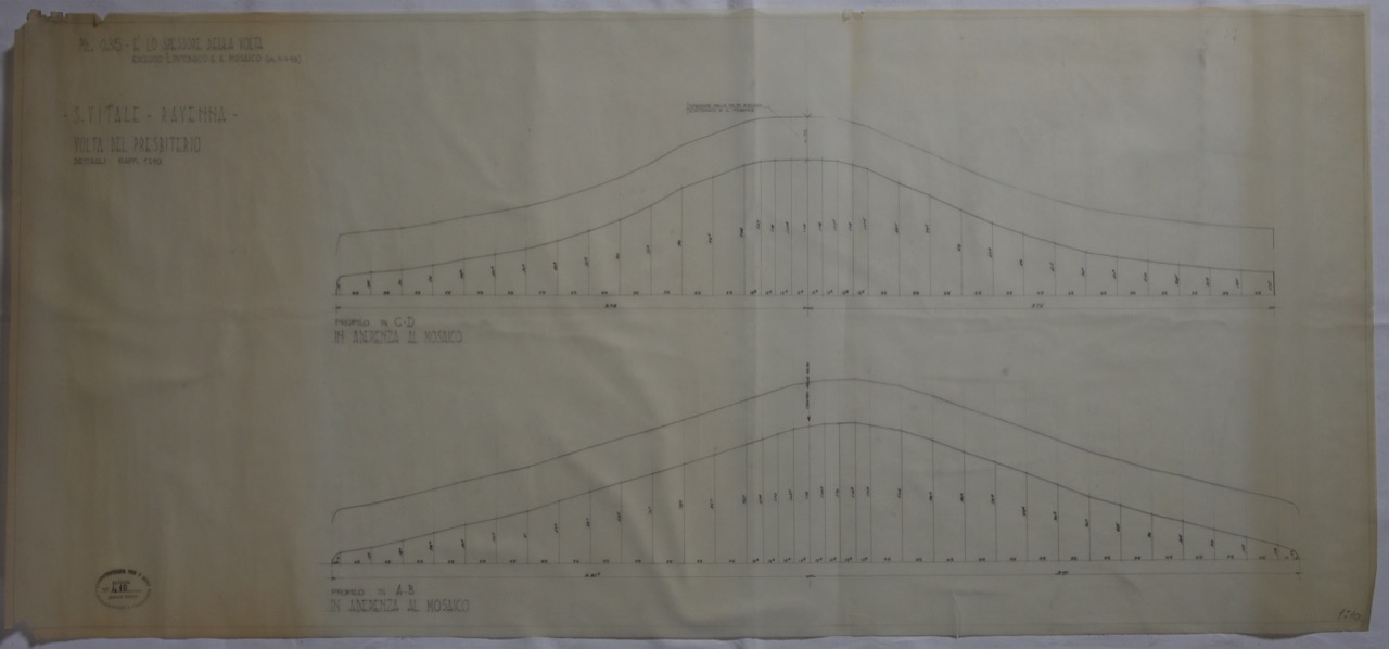 disegno architettonico, Rilievo della volta del presbiterio della basilica di San Vitale di Ravenna di Anonimo italiano (XIX-XX)