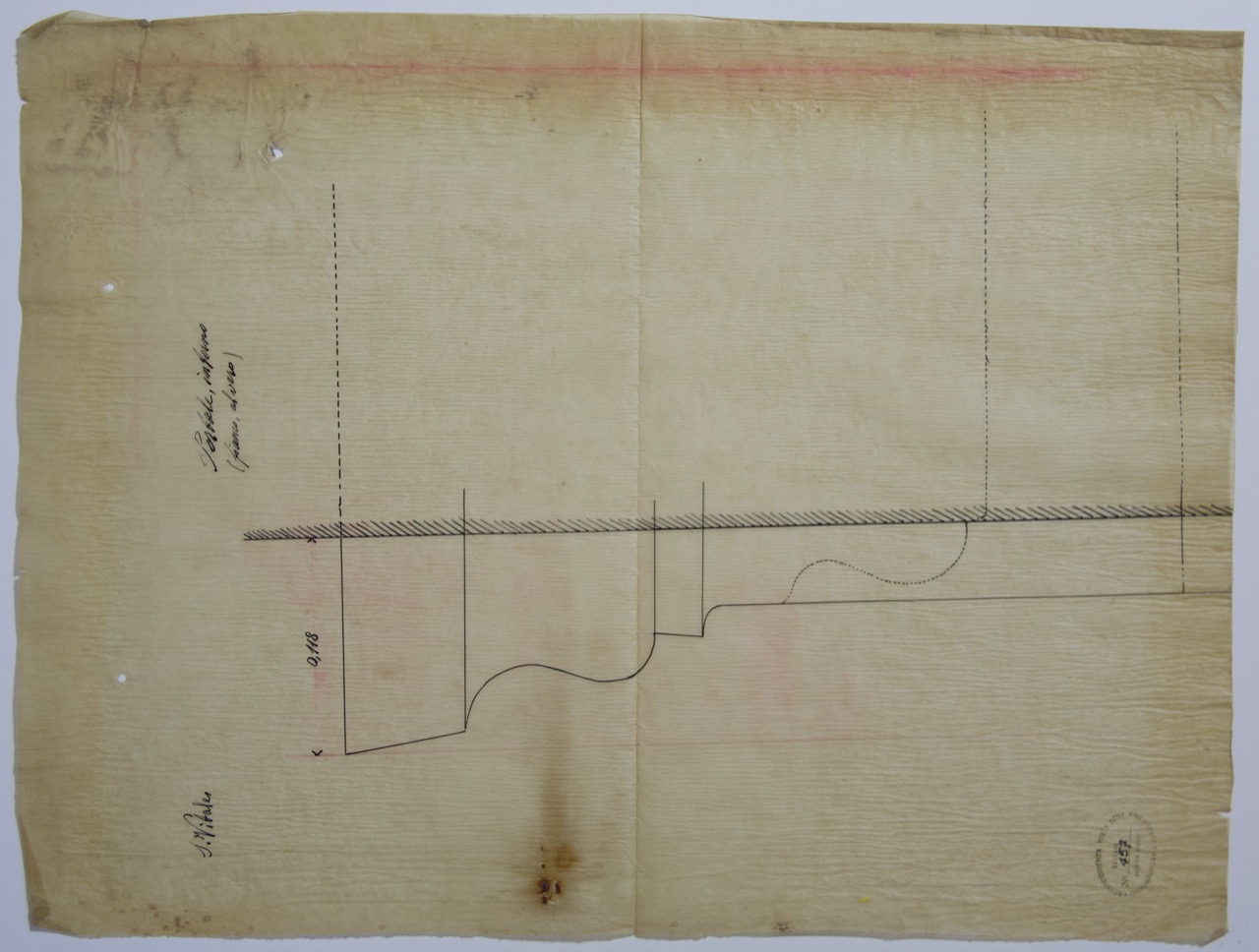 disegno architettonico, Sezione del fianco del portale interno della basilica di San Vitale di Ravenna di Anonimo italiano (XIX-XX)