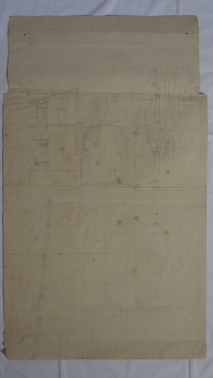 disegno architettonico, Pianta di parte del secondo chiostro del nartece della basilica di San Vitale di Ravenna di Anonimo italiano (XIX-XX)