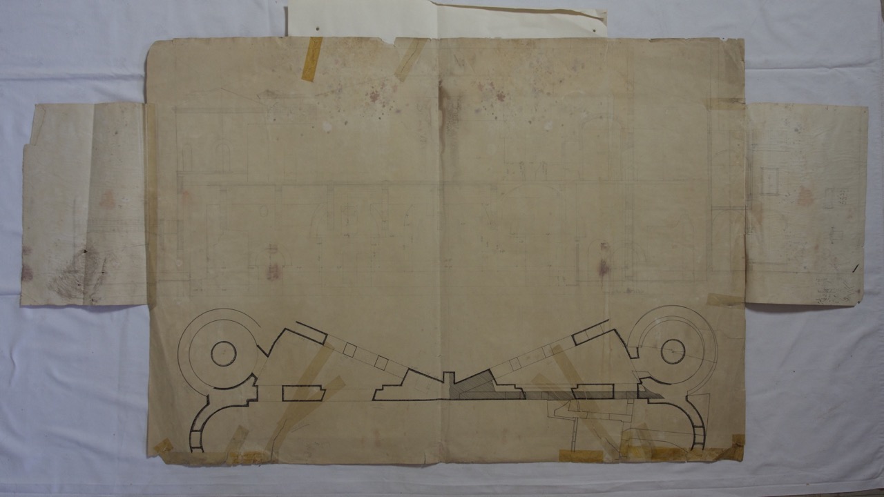 disegno architettonico, Rilievo dell’ardica in pianta e sezione della basilica di San Vitale di Ravenna di Anonimo italiano (XIX-XX)