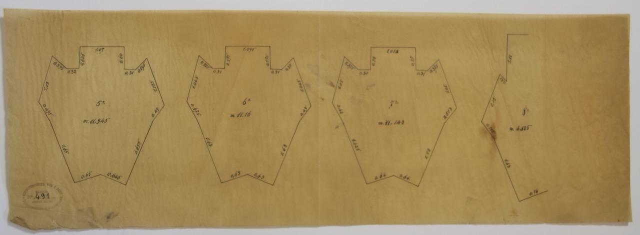 disegno architettonico, Piloni con rivestimento marmoreo della basilica di San Vitale di Ravenna di Anonimo italiano (XIX-XX)