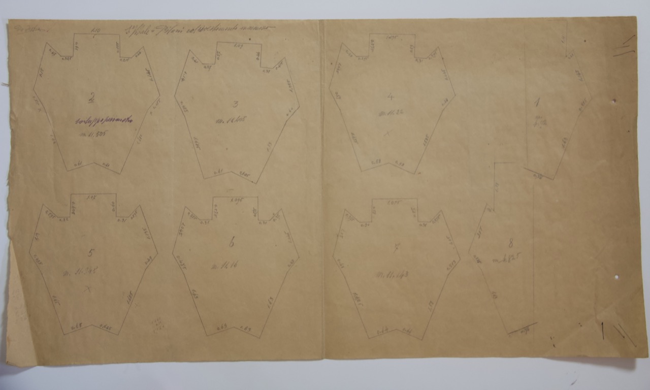 disegno architettonico, Piloni con rivestimento marmoreo della basilica di San Vitale di Ravenna di Anonimo italiano (XIX-XX)