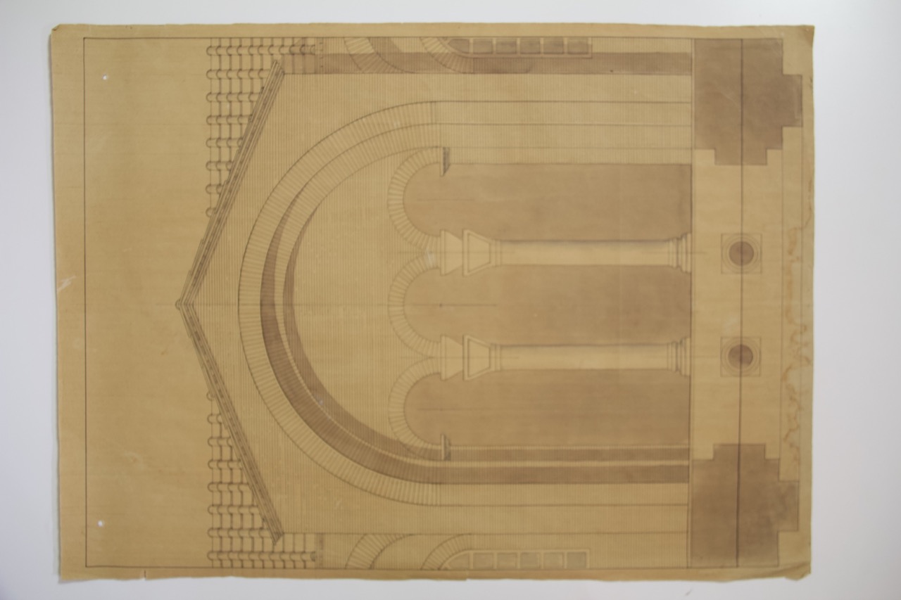 disegno architettonico, Ricostruzione ideale di un ingresso al nartece della basilica di San Vitale di Ravenna di Anonimo italiano (XIX-XX)