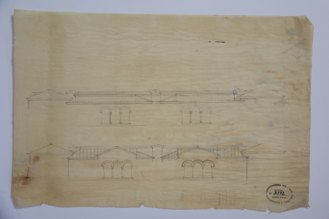 disegno architettonico, Sviluppo esterno al piano del matroneo per i lavori di restauro della basilica di San Vitale di Ravenna di Anonimo italiano (XIX-XX)