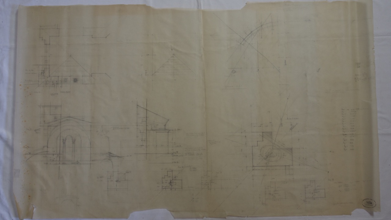 disegno architettonico, Verifica della volta del presbiterio della basilica di San Vitale di Ravenna di Anonimo italiano (XIX-XX)