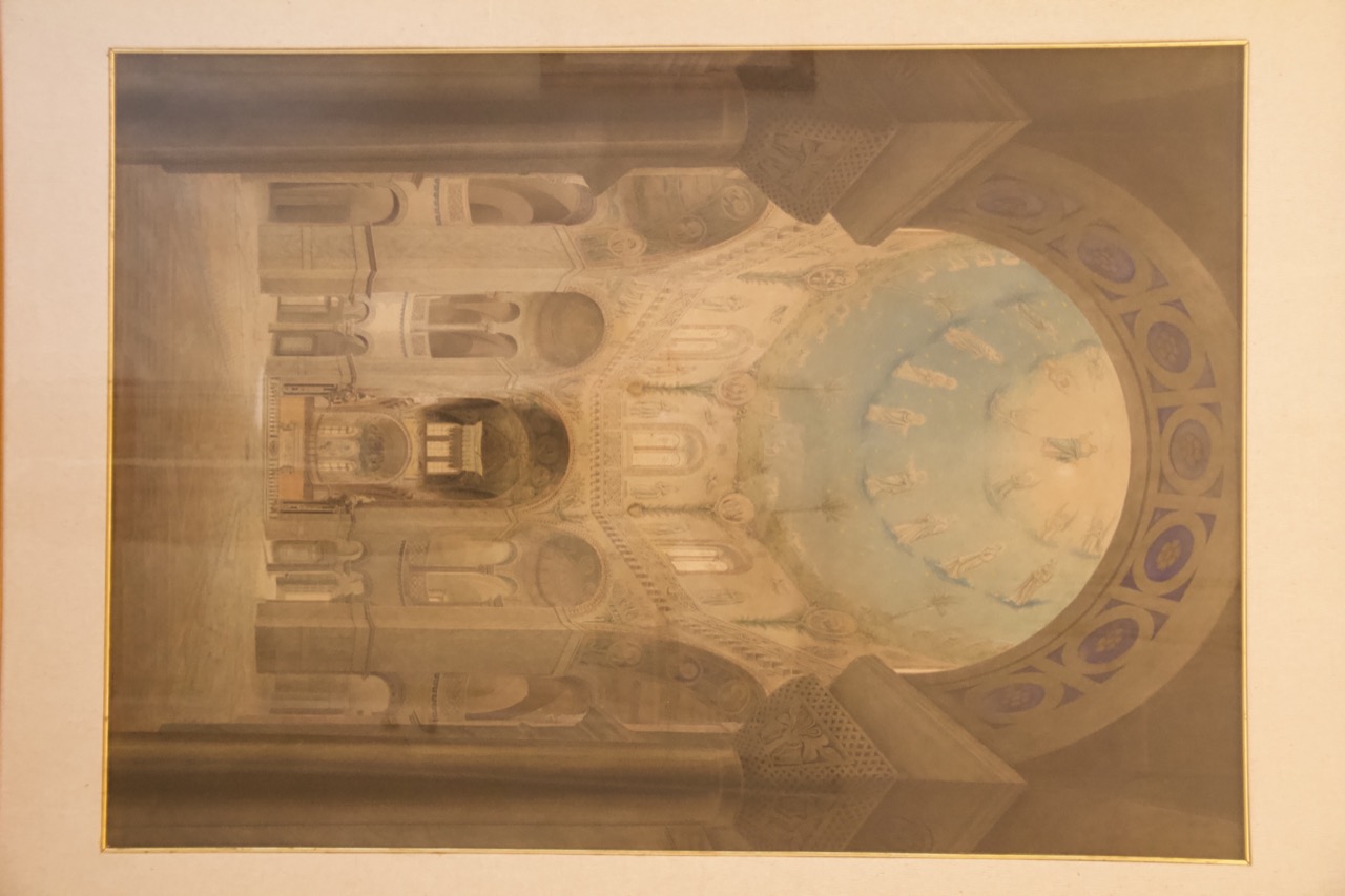 disegno architettonico, Vista prospettica interna verso l’abside della basilica di San Vitale di Ravenna di Anonimo italiano (XIX-XX)