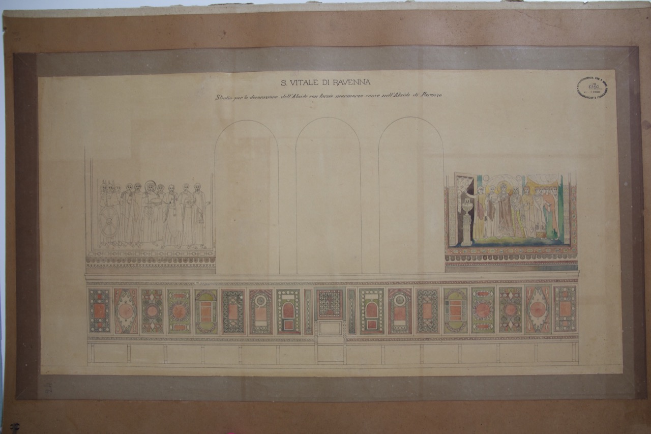 disegno architettonico, Studio per la decorazione dell’abside con tarsie marmoree della basilica di San Vitale di Ravenna di Anonimo italiano (XIX-XX)