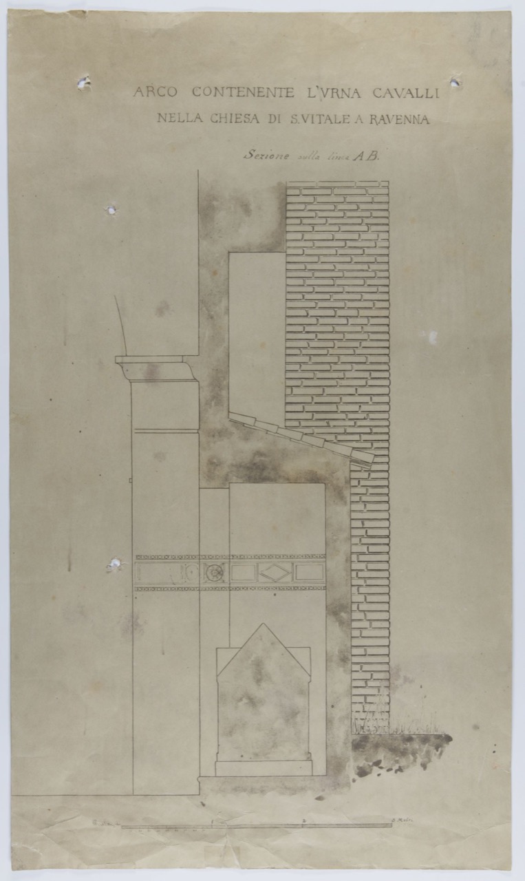 stampa fotomeccanica, Eliografia con arco contenente l’urna Cavalli della basilica di San Vitale di Ravenna di Anonimo italiano (XX)