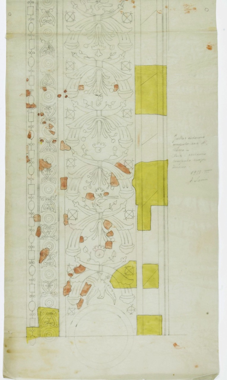 disegno architettonico, Decorazione dell’intradosso dell’arco della tribuna della basilica di San Vitale di Ravenna di Savini A (XX)