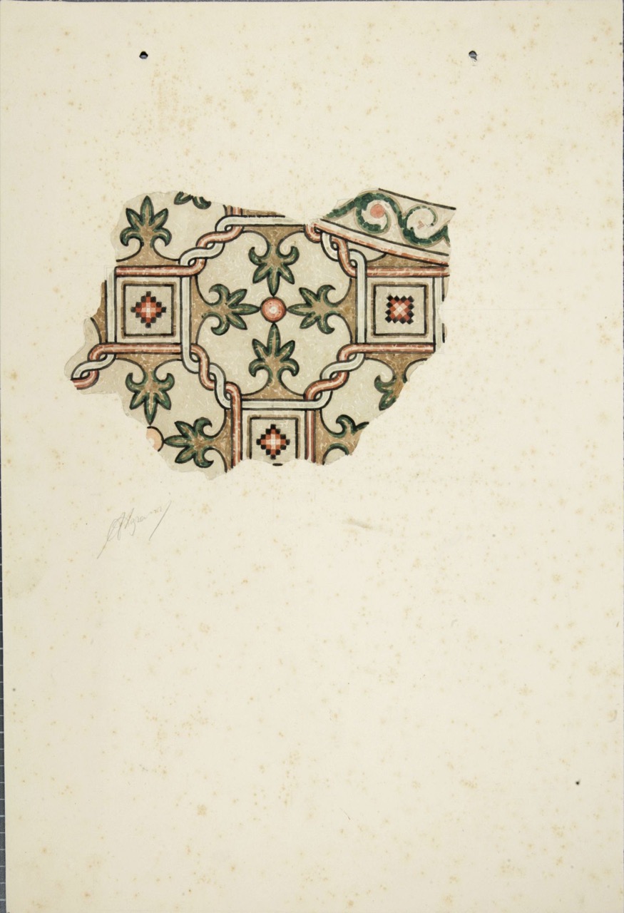 disegno architettonico, Disegno di lacerti di mosaici pavimentali rinvenuti negli scavi della basilica di San Vitale di Ravenna di Azzaroni, Alessandro (XX)