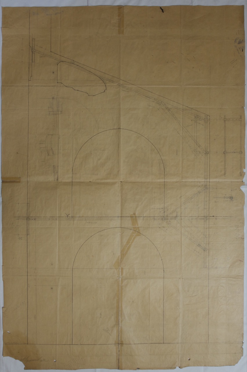 disegno architettonico, Spaccato per l’improntamento (?) della legatura in gesso della basilica di San Vitale di Ravenna di Azzaroni, Alessandro (XX)