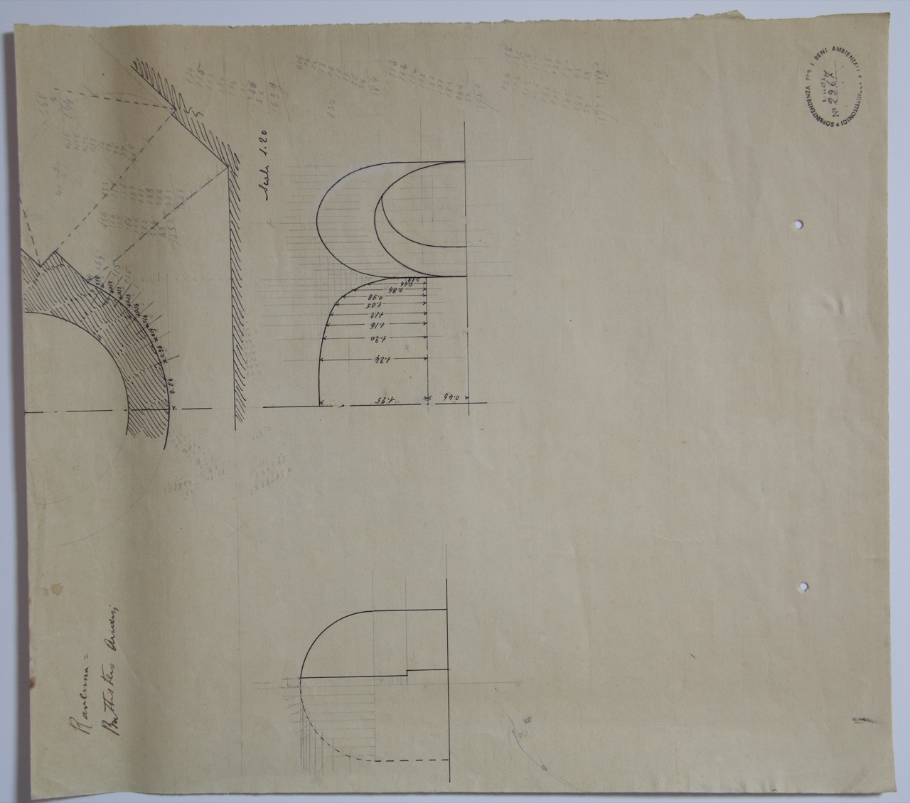 disegno architettonico, Pianta dell’abside e del muretto di sostegno esterno del Battistero degli Ariani di Ravenna di Anonimo italiano (XIX-XX)