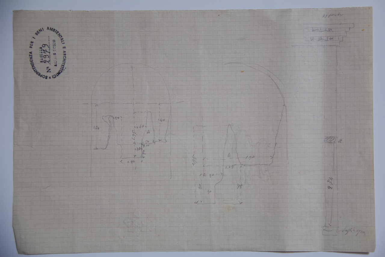 disegno architettonico, Rilievo di un lato del Battistero degli Ariani di Ravenna di Azzaroni, Alessandro (XIX-XX)