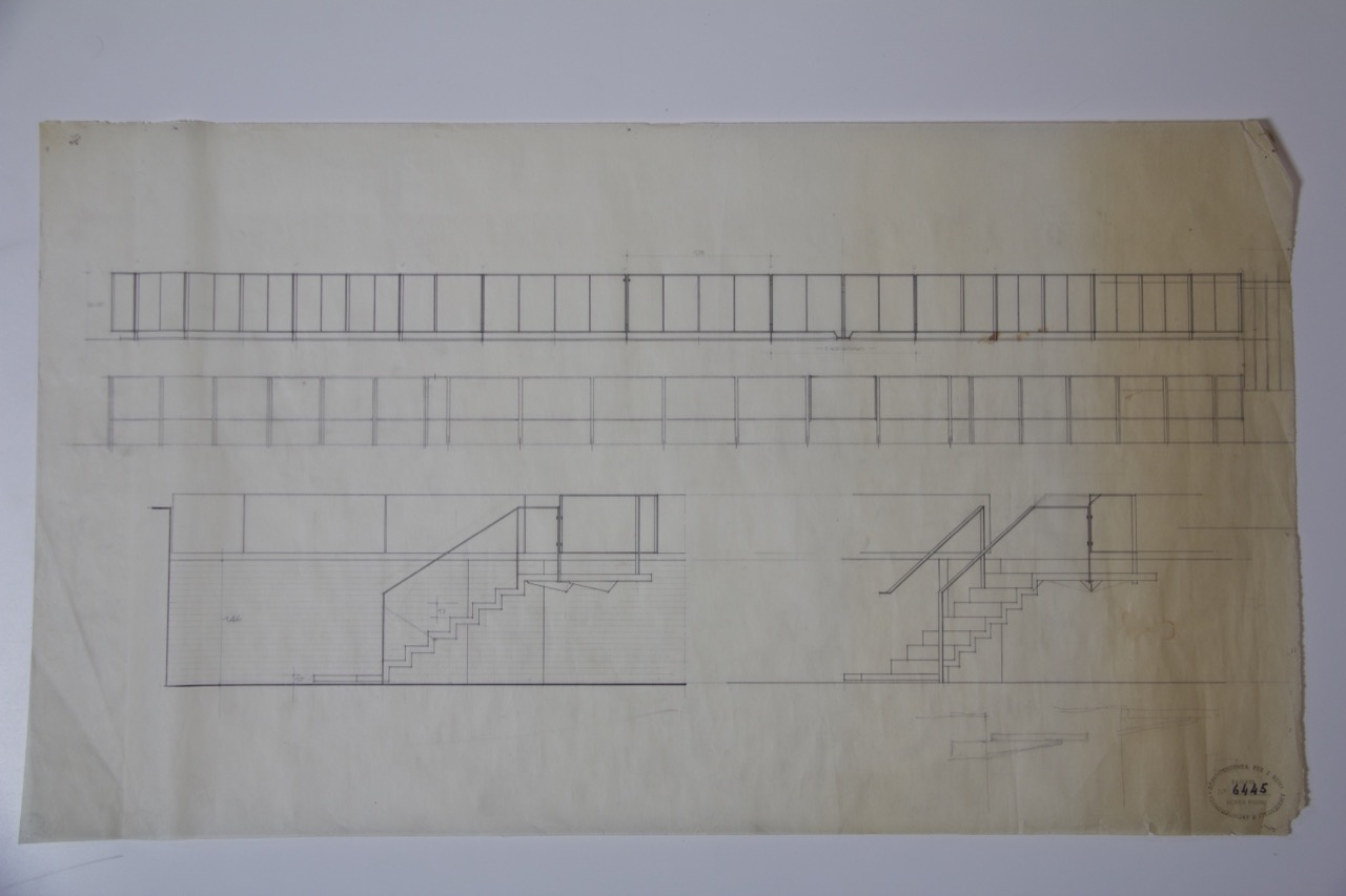 disegno architettonico, Progetto della scala di accesso e prospetto di recinzione del Battistero degli Ariani di Ravenna di Anonimo italiano (XIX-XX)