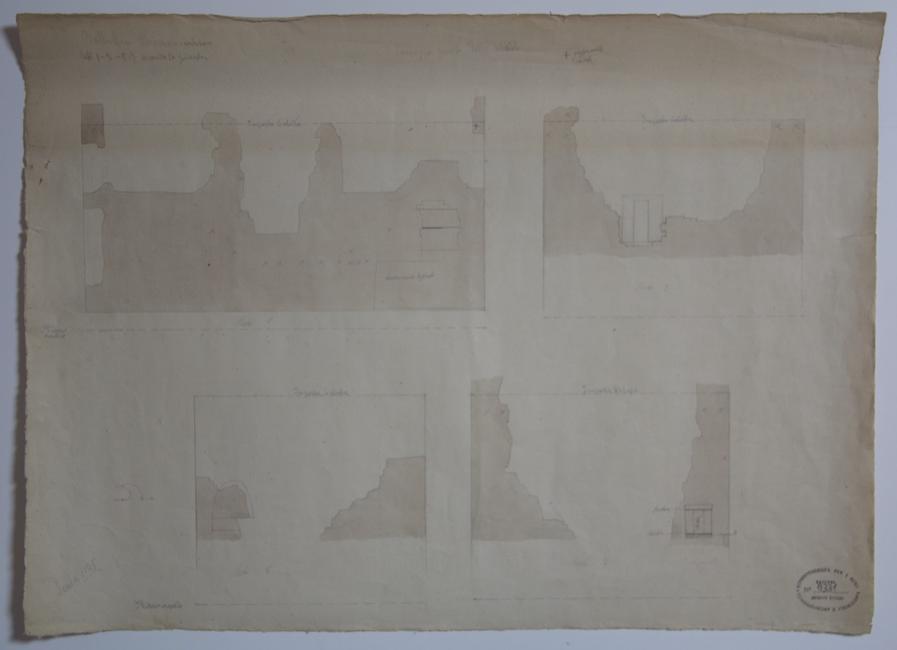 disegno architettonico, Sviluppo delle pareti delle absidi secondo la pianta del Battistero degli Ariani di Ravenna di Azzaroni, Alessandro (XIX-XX)