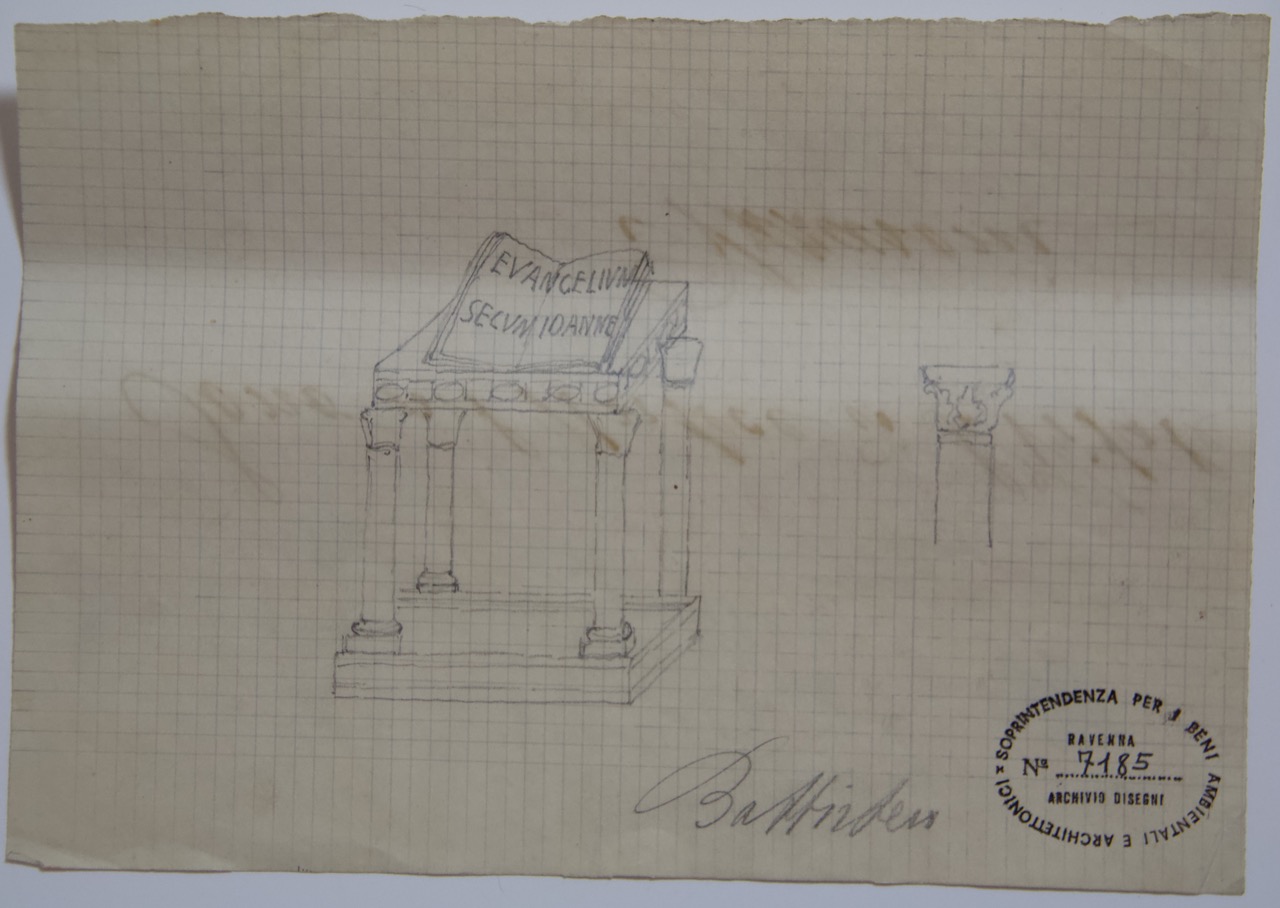 disegno architettonico, Altare con il vangelo di San Giovanni del Battistero Neoniano di Ravenna di Azzaroni, Alessandro (XIX-XX)