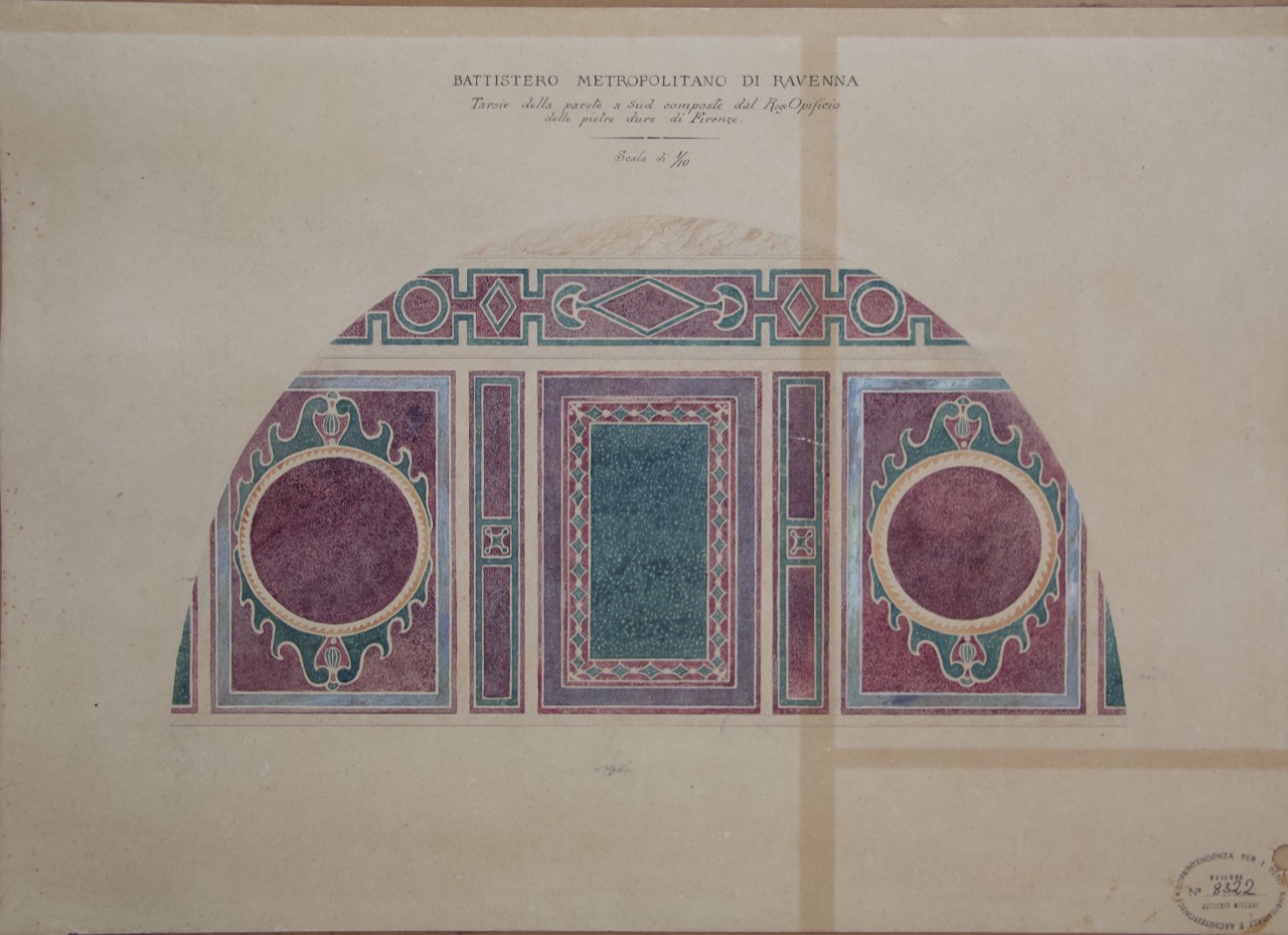 disegno architettonico, Tarsia della parete sud del Battistero Neoniano di Ravenna di Anonimo italiano (XIX)