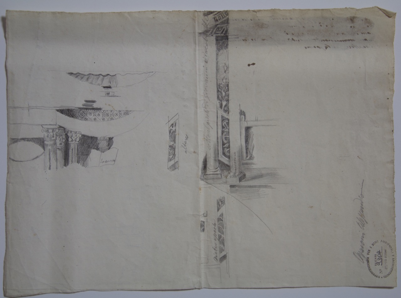 disegno architettonico, Particolari delle decorazioni musive degli altari col vangelo di San Giovanni del Battistero Neoniano di Ravenna di Azzaroni, Alessandro (XIX-XX)
