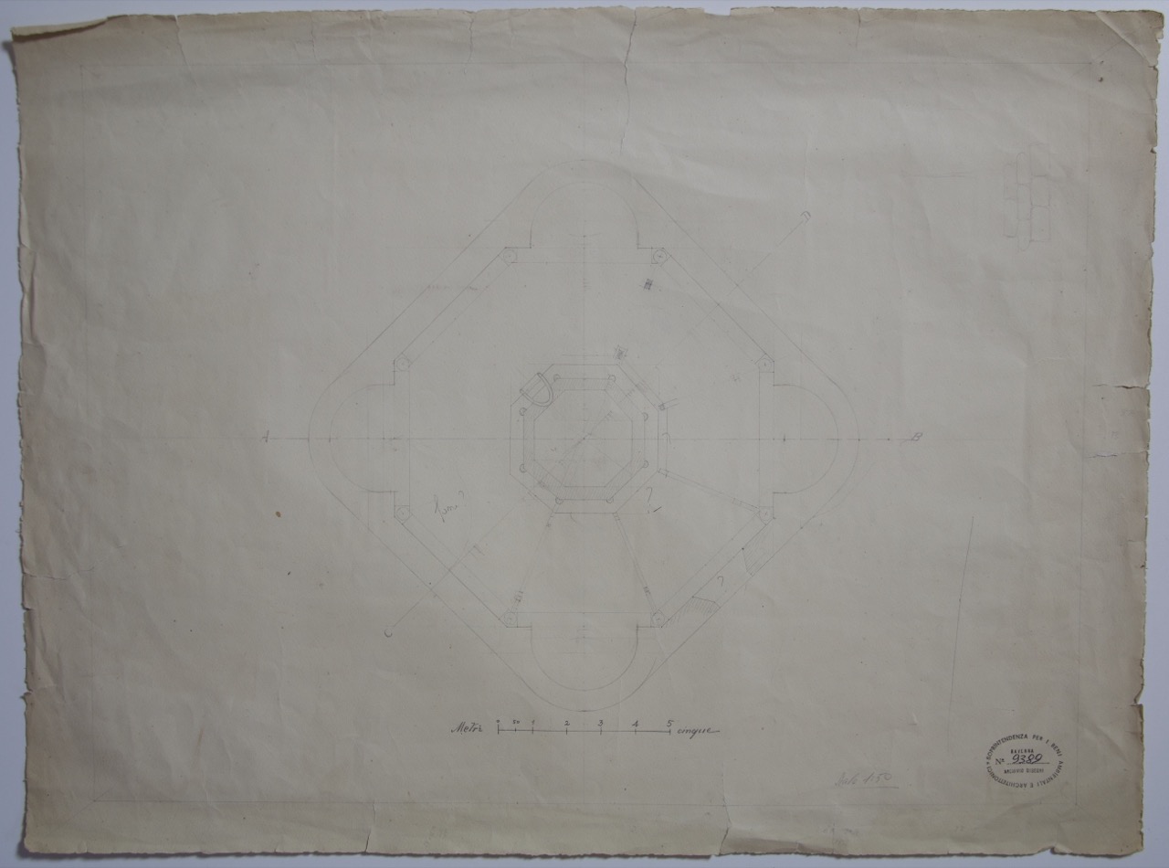 disegno architettonico, Pianta del Battistero Neoniano di Ravenna di Anonimo italiano (XIX-XX)
