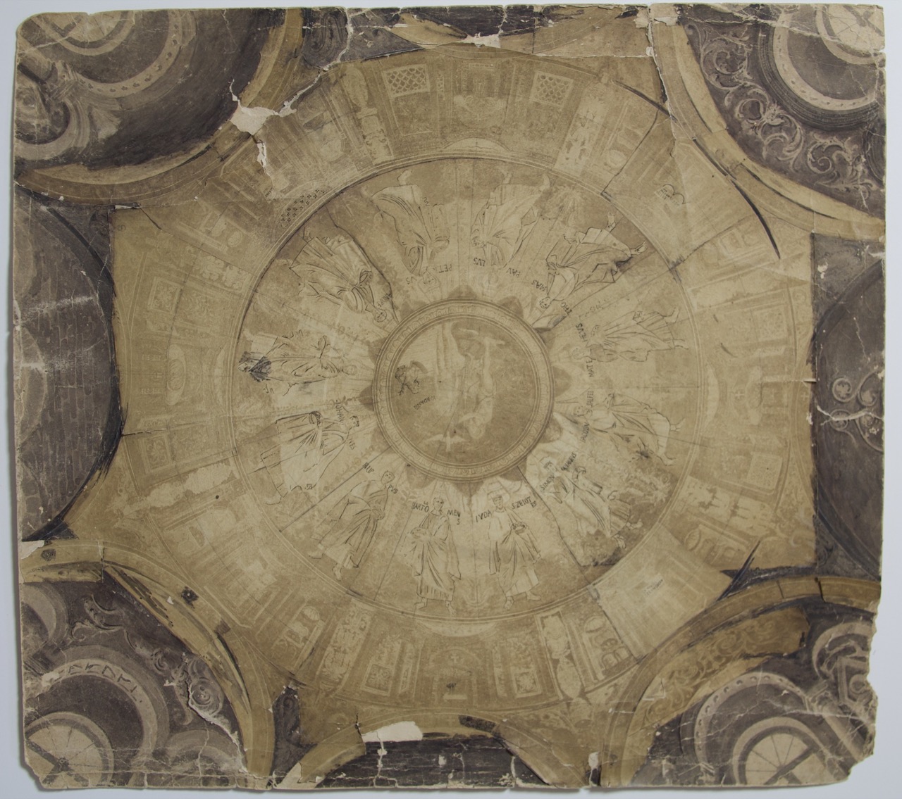disegno architettonico, Cupola mosaicata del Battistero Neoniano di Ravenna di Anonimo italiano (XIX-XX)