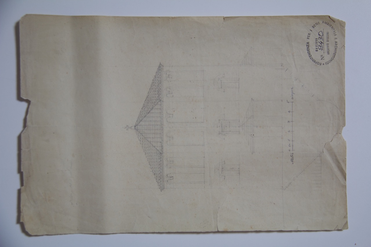 disegno architettonico, Prospetto del Battistero Neoniano di Ravenna di Anonimo italiano (XIX-XX)