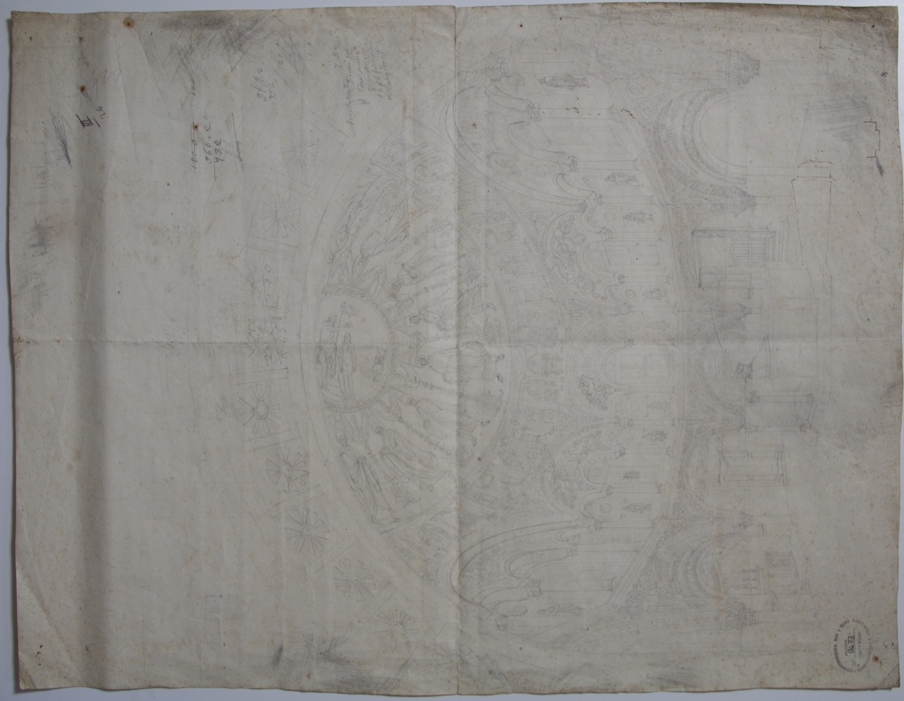 disegno architettonico, Interno del Battistero Neoniano di Ravenna di Anonimo italiano (XIX-XX)