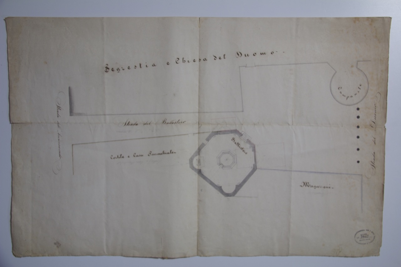 disegno architettonico, Planimetria della Sagrestia del Battistero Neoniano di Ravenna di Anonimo italiano (XIX-XX)