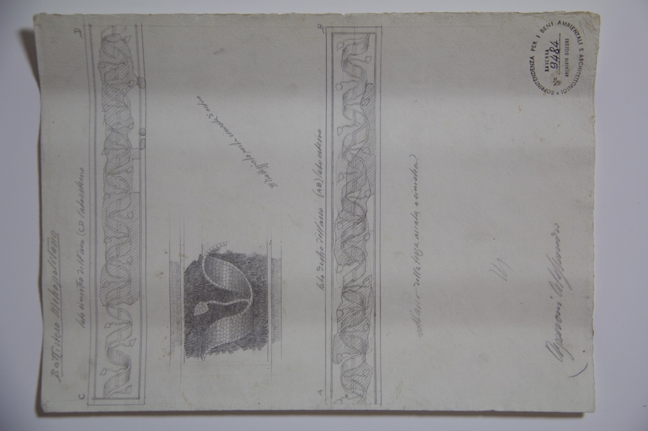 disegno architettonico, Resti della decorazione musiva di un arco del Battistero Neoniano di Ravenna di Azzaroni, Alessandro (XIX-XX)
