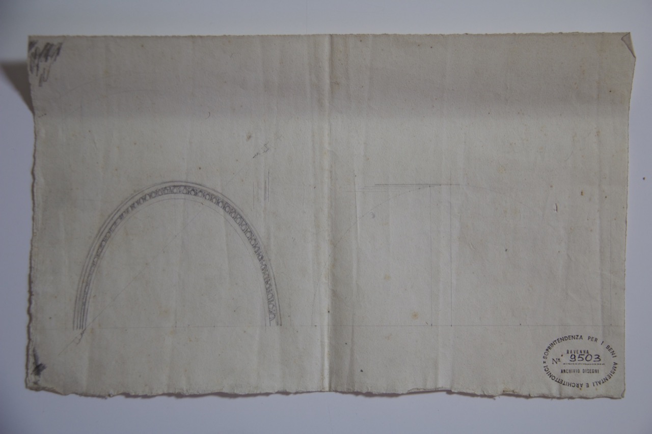 disegno architettonico, Cornice decorativa ad ovuli del Battistero Neoniano di Ravenna di Anonimo italiano (XIX-XX)