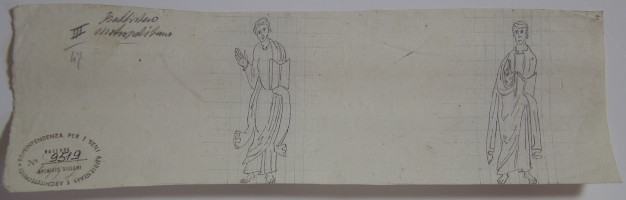 disegno architettonico, Due Apostoli del Battistero Neoniano di Ravenna di Anonimo italiano (XIX-XX)