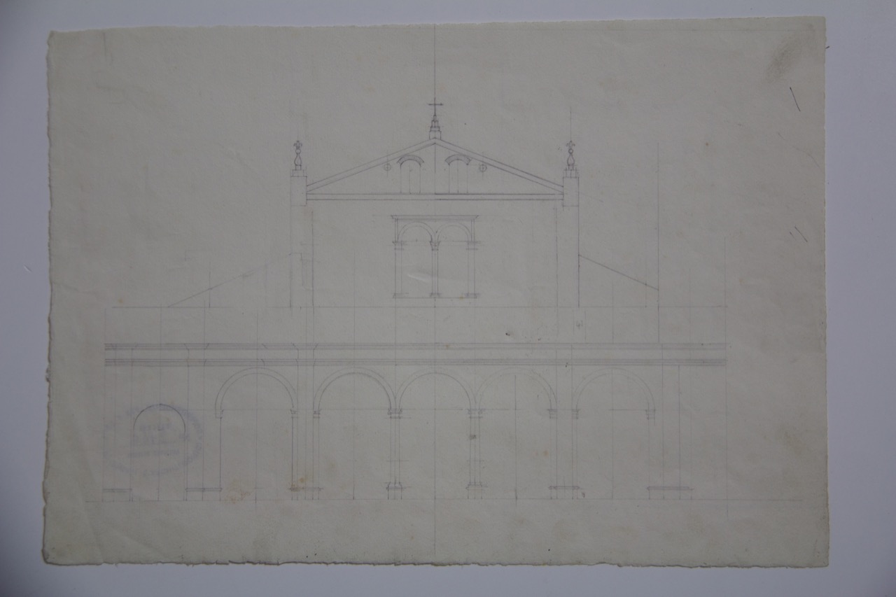 disegno architettonico, Fronte della Basilica di Sant'Apollinare Nuovo di Ravenna di Anonimo italiano (XIX-XX)