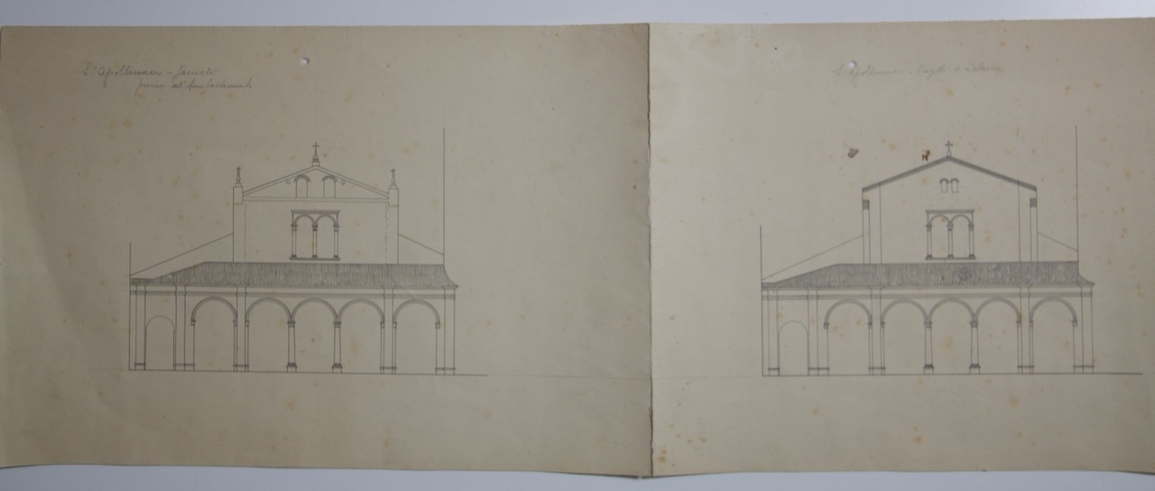 disegno architettonico, Facciata della Basilica di Sant'Apollinare Nuovo di Ravenna di Anonimo italiano (XX)