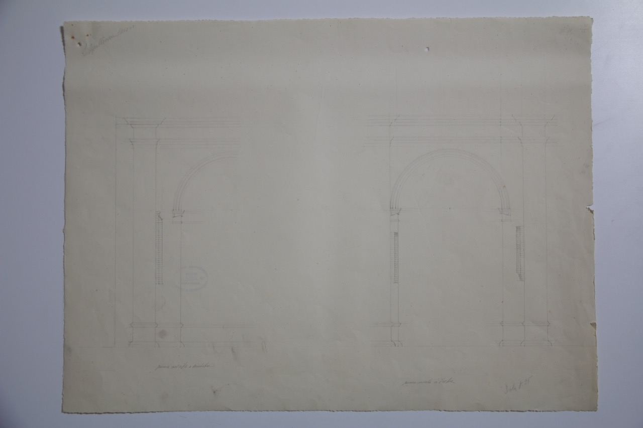 disegno architettonico, Portico della Basilica di Sant'Apollinare Nuovo di Ravenna di Anonimo italiano (XX)