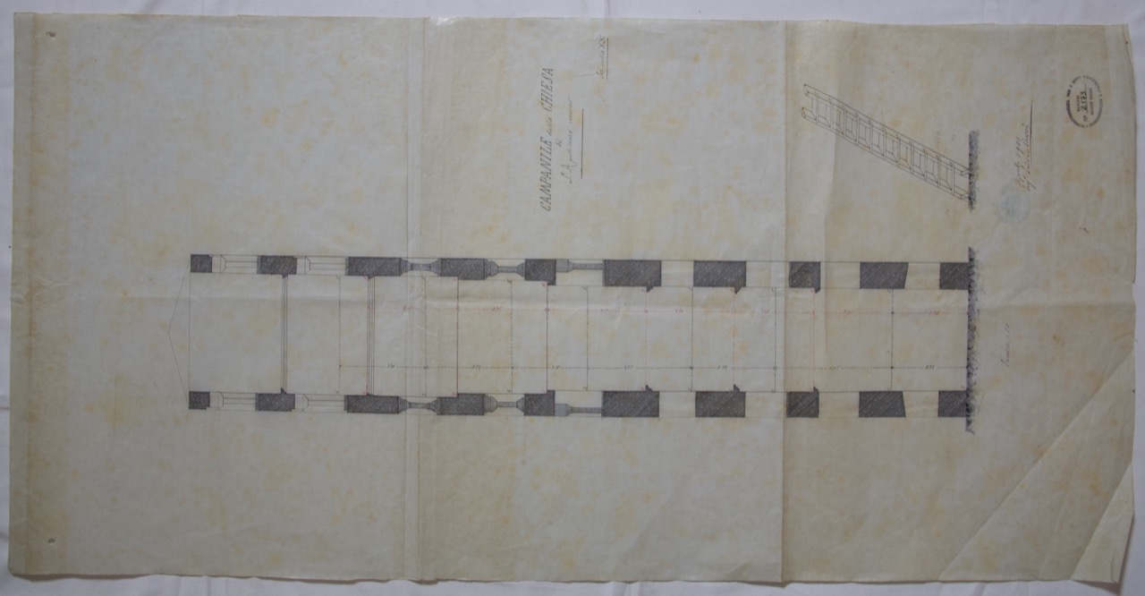 disegno architettonico, Sezione del campanile della Basilica di Sant'Apollinare Nuovo di Ravenna di Bocci, Icilio (XX)
