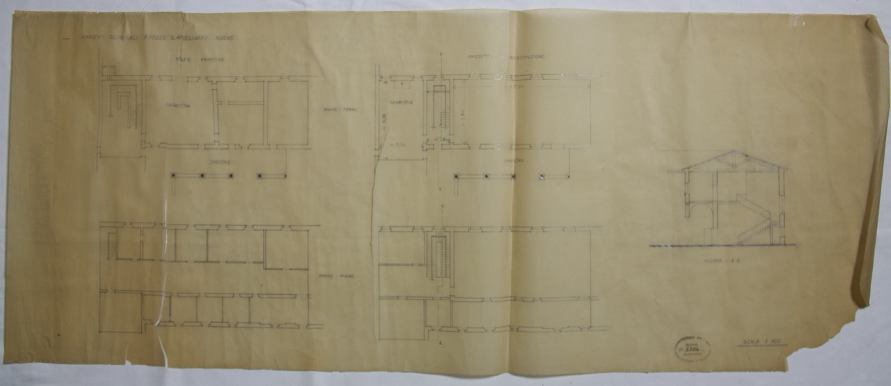 disegno architettonico, Convento annesso alla Basilica di Sant'Apollinare Nuovo di Ravenna di Anonimo italiano (XX)